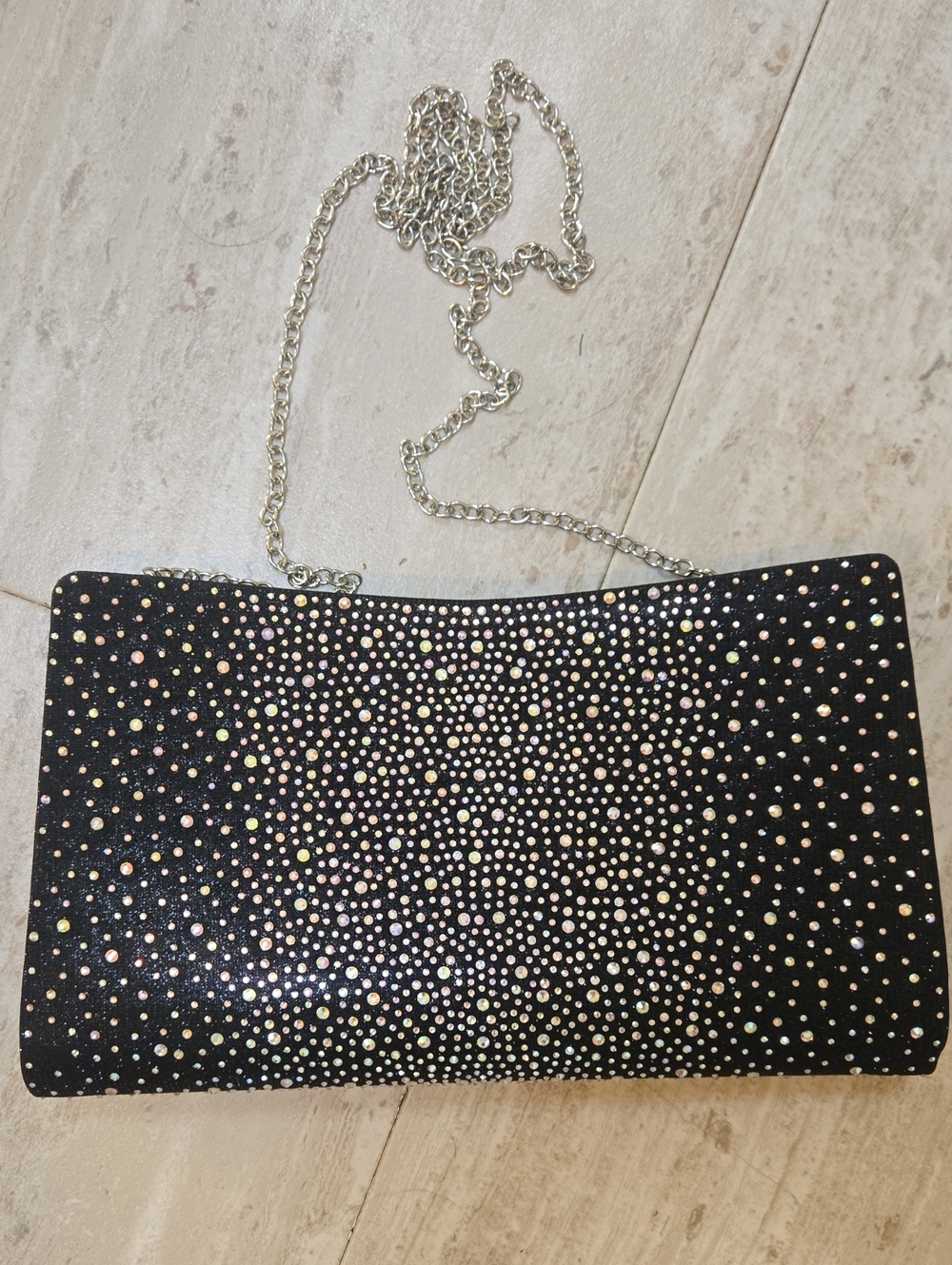 Jessica McClintock Black Sparkly Rhinestone Versatile Evening Bag